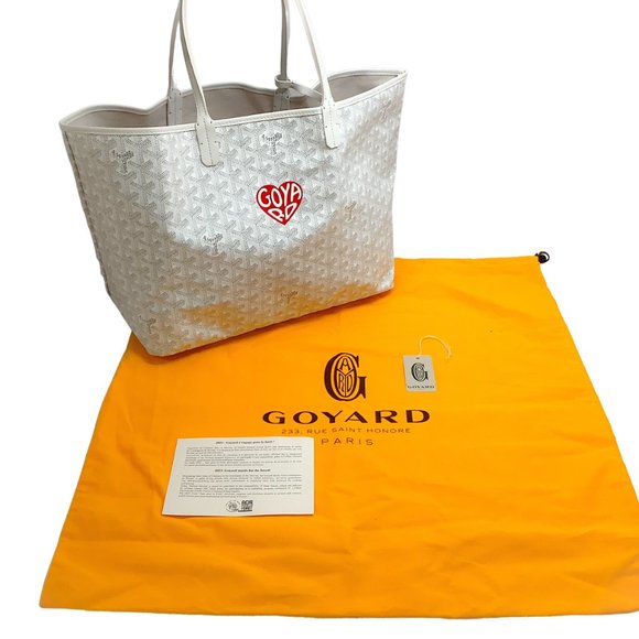 Goyard White Goyardine Saint Louis PM Tote with Heart - Picture 6 of 6